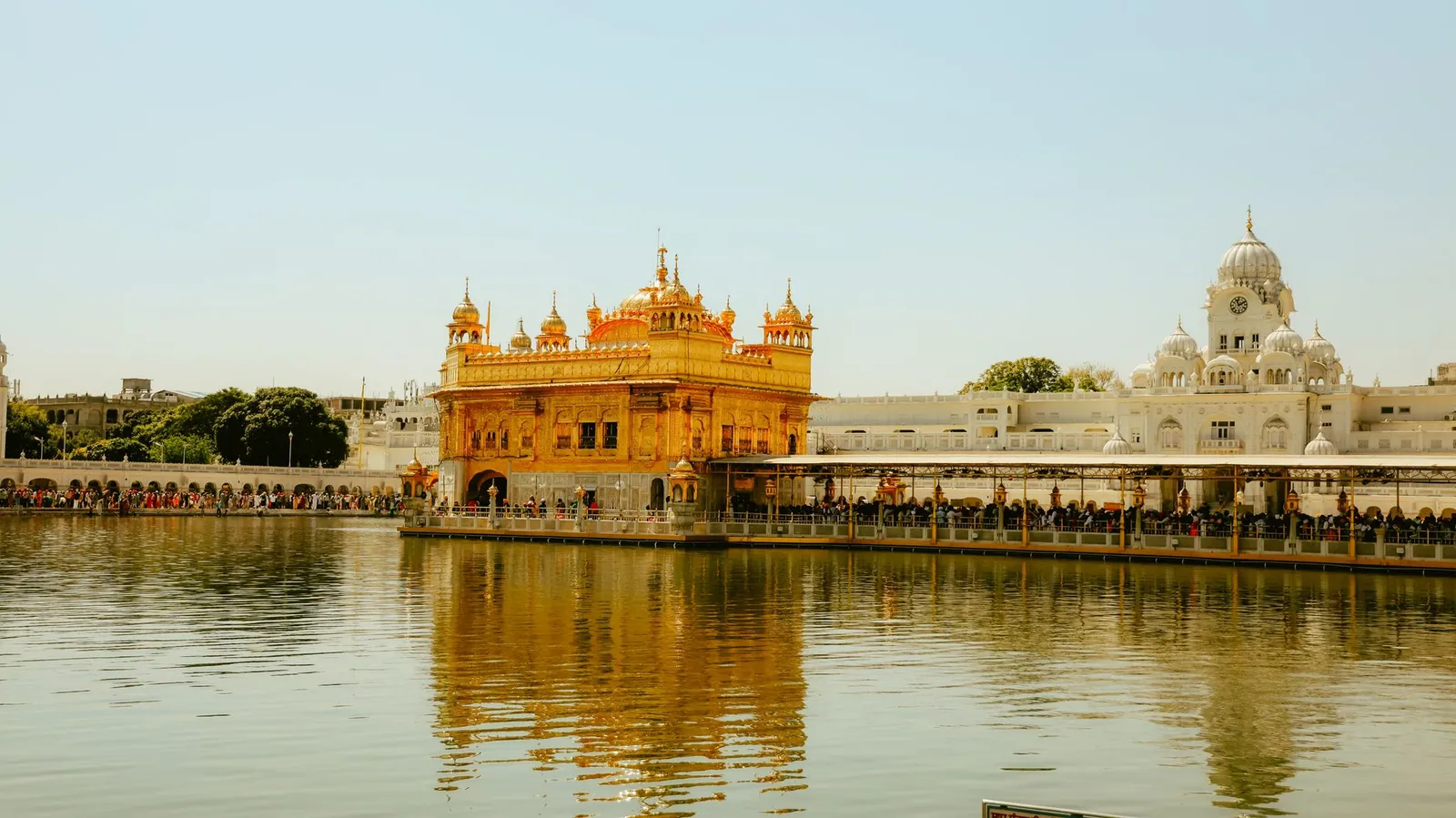 Beautiful view of the Golden Temple and its reflection in Amritsar, India.